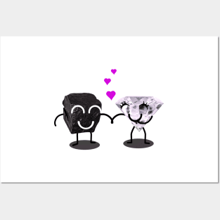 Coal and diamond united in love - carbon dating Posters and Art